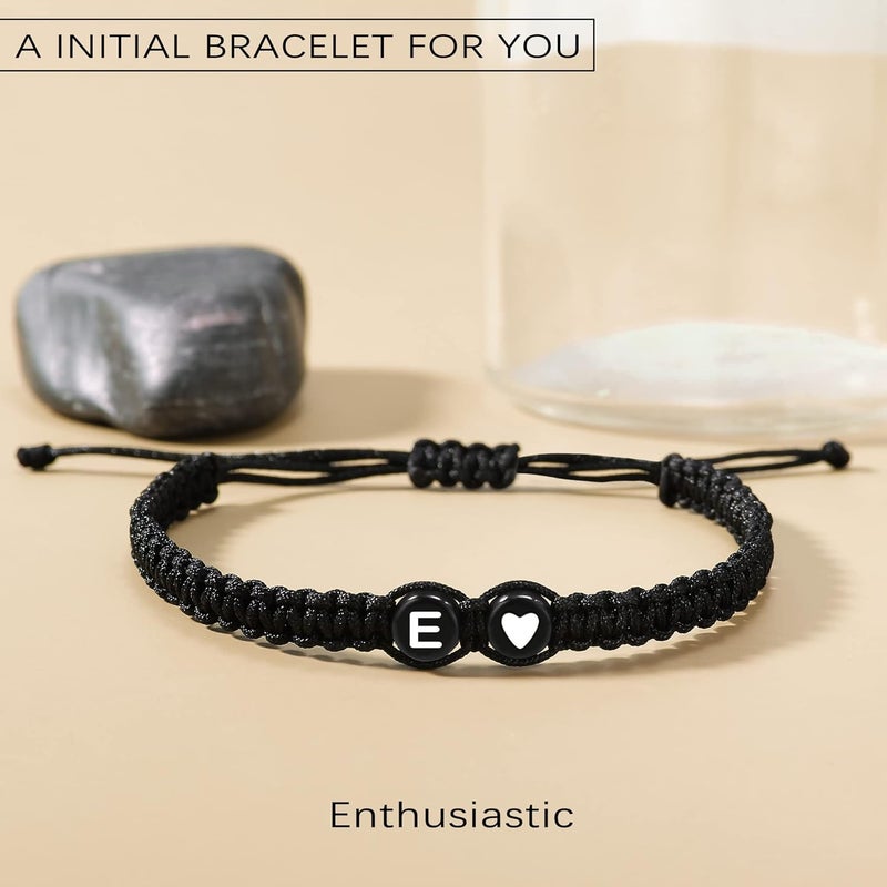 Btysun Valentines Day Gifts for Him Boyfriend, Initial Bracelets for Women Teen Valentines Gifts for Her Trendy Stuff Best Friend Birthday Gift Graduation Adjustable Letter A-Z Braided Bracelets Heart Link Sister Daughter Mother's Day Mom Female Christmas Jewelry - Image 4